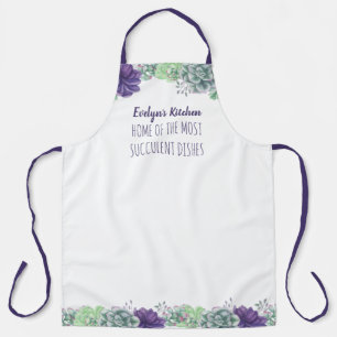Tablier Succulentes - Cuisine de [Nom] et slogan personnal