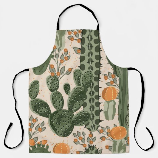 Tablier Succulents verts, fleurs oranges, papier peint de (Recto)