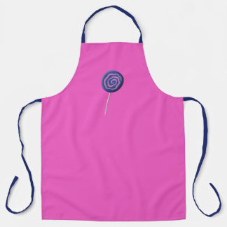 Tablier Sucette bleue torsadée avec du rose