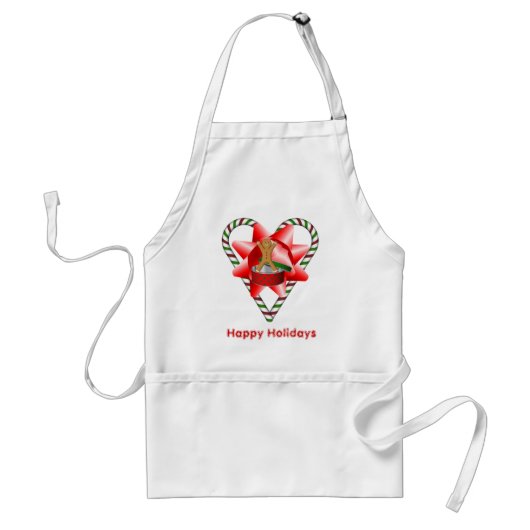 Tablier Sucre de canne de Noël Coeur Bow Holiday Apron (Devant)