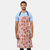 Tablier Sucre de canne en pain d'épices Bas Noël rose (Porté)