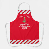 Tablier Sucre de canne rouge et blanc personnalisé Noël (Recto)