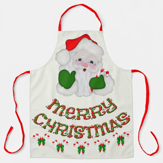 Tablier Sucres de canne joyeux de Noël Père Noël (Recto)