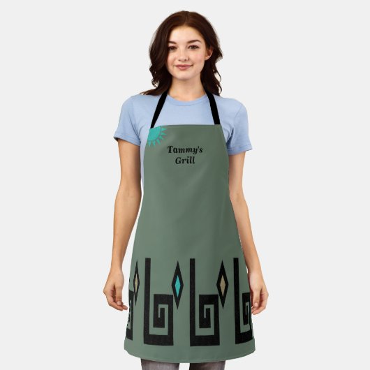 Tablier Sud-Ouest Aztec Style Dusty Sage Company Apron (Porté)