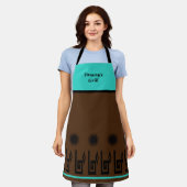 Tablier Sud-Ouest Turquoise Brown Restaurant Apron (Porté)