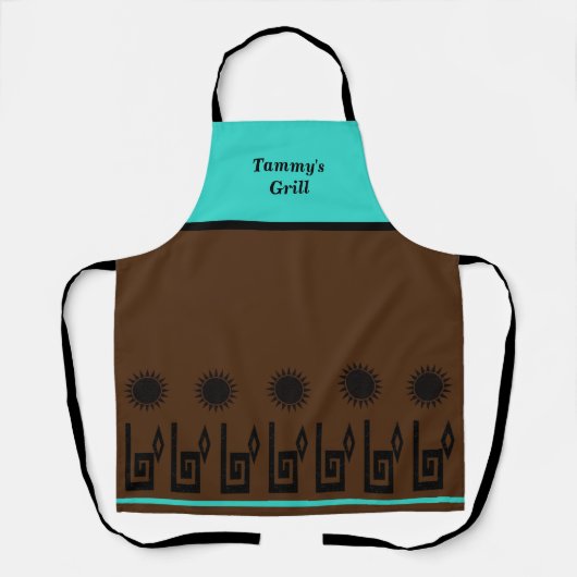 Tablier Sud-Ouest Turquoise Brown Restaurant Apron (Recto)