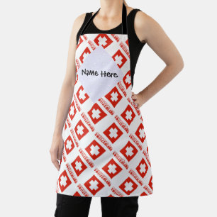 Tablier Suisse et drapeau suisse carrelé avec votre nom