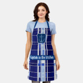 Tablier Summer Navy Blue Boat Collection de rayures modern (Porté)