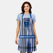 Tablier Summer Popular Navy Blue Boat Stripes Collection (Porté)