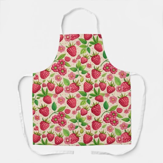 Tablier Summer Raspberry Garden Botanical Fruit Pattern (Recto)