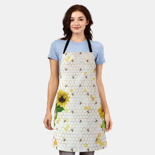 Tablier Sunflower Bee Hive Honeycomb Golden Honey Apron