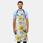 Tablier Sunflower seamless pattern. Yellow daisy on off wh (Porté)