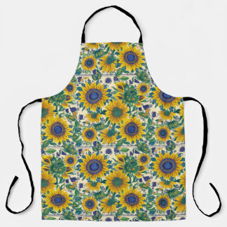 Tablier Sunflowers Ukrainian folk art motifs Apron
