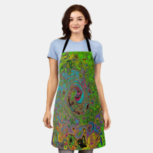 Tablier Super Abstrait Retro Lime Green et Blue Swirl