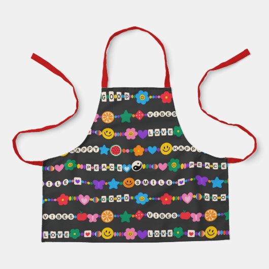 Tablier Super Good Vibes Love Smile Perles rétro (Recto)