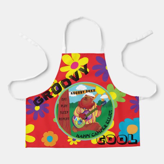 Tablier Super Happy ours de guitare partout sur l'imprimé  (Recto)