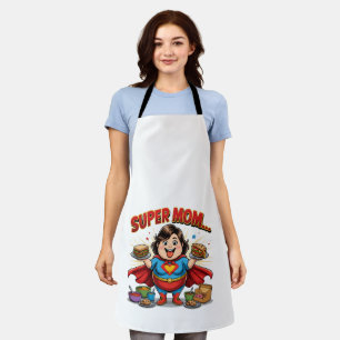Tablier Super Maman Foodie Funny Cartoon