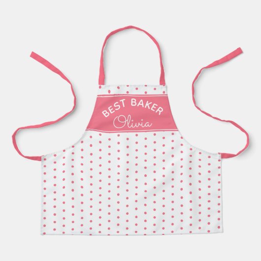 Tablier Super mignonne Meilleur Baker Pink Polka Dot Girl  (Recto)