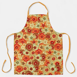 Tablier Super Retro Orange Hippie Fleurs Motif