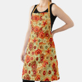 Tablier Super Retro Orange Hippie Fleurs Motif (Insitu)
