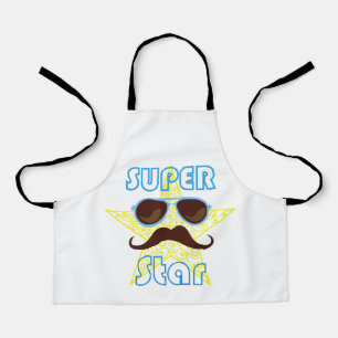 Tablier Super Star avec lunettes de soleil et moustache