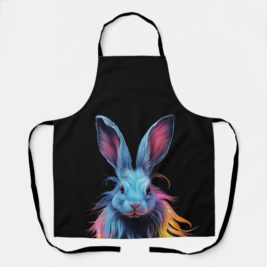 Tablier Superbe Lapin Bleu en feu (Recto)