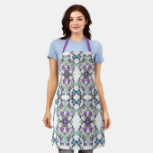 Tablier Superbe motif de dentelle de fleurs bleu violet (Porté)
