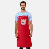 Tablier Superbe petit cochon sur rouge (Porté)