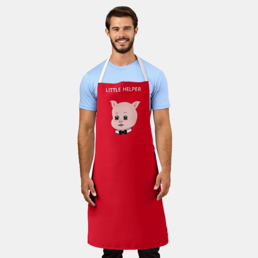 Tablier Superbe petit cochon sur rouge (Porté)