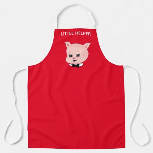 Tablier Superbe petit cochon sur rouge (Recto)