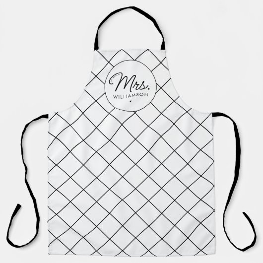 Tablier Sur Mesure, Mme Est. Script élégant moderne nouvel (Recto)