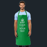 Tablier Sur mesure, restez au calme et continuez à utilise<br><div class="desc">Sur mesure, gardez le calme et gardez la grande cuisine verte Apron pour les hommes et les femmes. modèle de typographie moderne avec silhouette de couronne. Des tabliers de cuisine personnalisés dans n'importe quelle couleur. modèle branché avec un design de typographie amusant. Ajoutez votre nom ou une citation humoristique. Créez...</div>