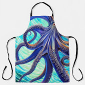 Tablier Surreal Octopus Blue Ocean Wave Impressionnisme (Recto)