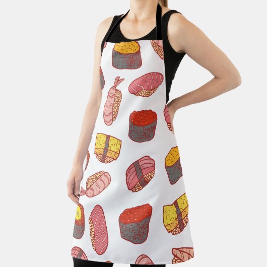 Tablier Sushi and rolls seamless pattern. Doodle cartoon c (Insitu)