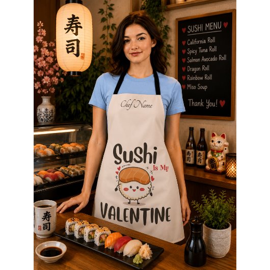 Tablier Sushi est mon Valentin