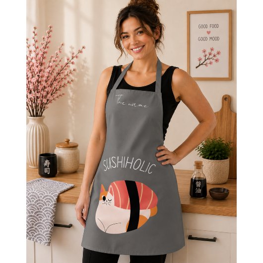 Tablier sushiholic, chat de sushi