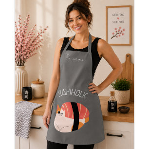 Tablier sushiholic, chat sushi