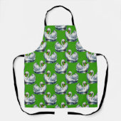 Tablier Swan Birds Pattern Design On Green  (Recto)