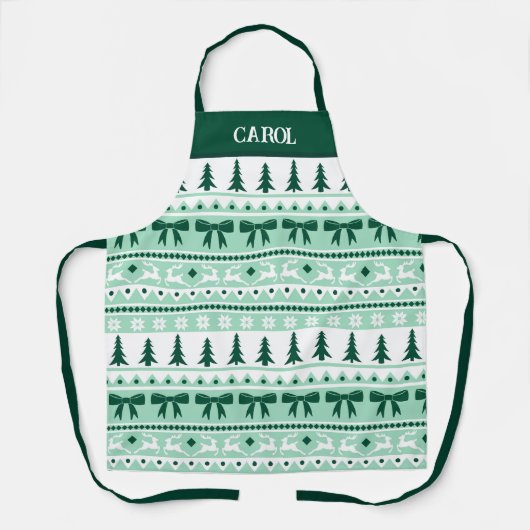 Tablier Sweat moche de Noël avec le nom Mint vert (Recto)