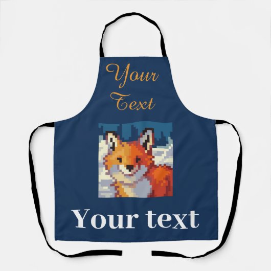 Tablier Sweet little Fox, vos, pixels art (Recto)