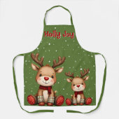 Tablier Sweet Reindeer Pair in Holiday Snowfall (Recto)