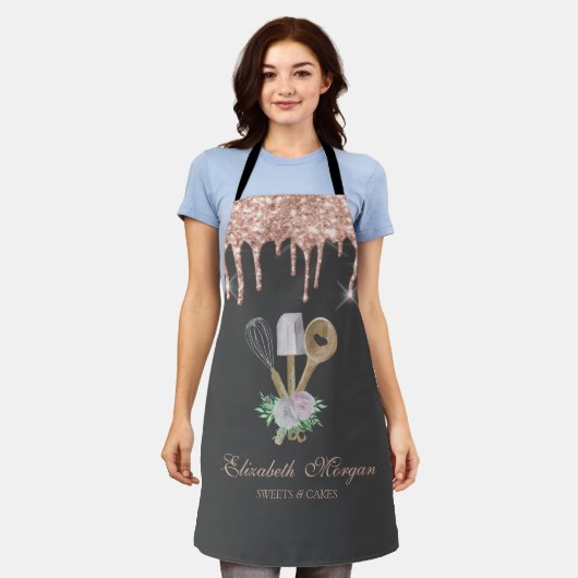 Tablier Sweets Rose Cupcake Gold Drives Boulangerie Apron (Porté)