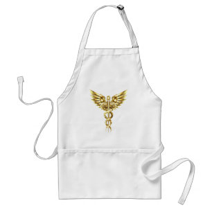 Tablier Symbole caducee polygonale or