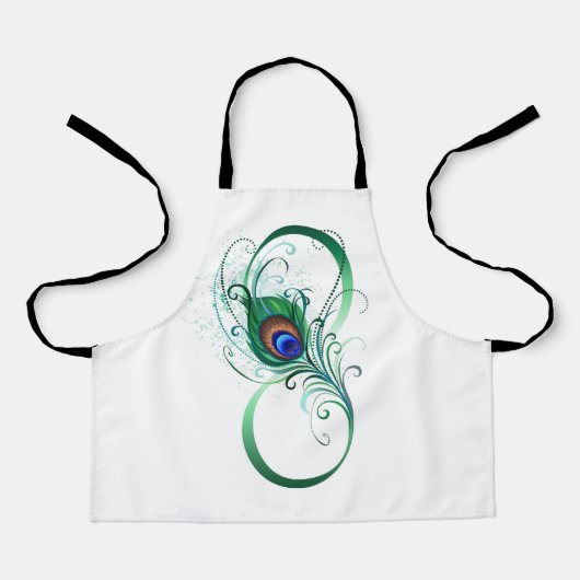 Tablier Symbole de l'infini avec plume de paon (Recto)