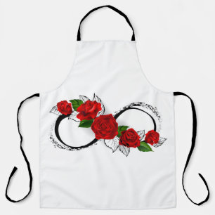 Tablier Symbole d'infini avec les roses rouges