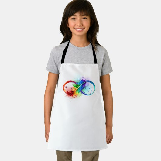 Tablier Symbole d'infini avec plume arc-en-ciel (Insitu)
