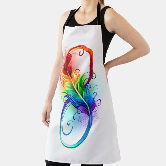 Tablier Symbole d'infini avec plume arc-en-ciel (Insitu)