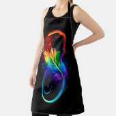 Tablier Symbole d'infini avec plume arc-en-ciel (Insitu)