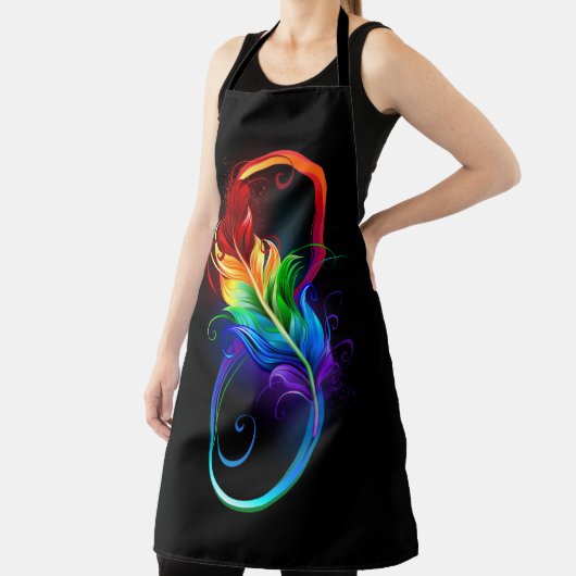Tablier Symbole d'infini avec plume arc-en-ciel (Insitu)