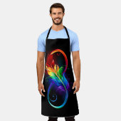 Tablier Symbole d'infini avec plume arc-en-ciel (Porté)